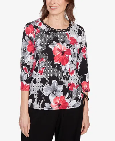Alfred Dunner Petite Patchwork Floral Top