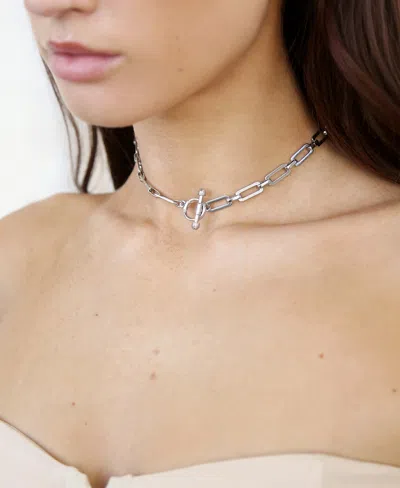 Ettika Golden Flat Rectangle Chain Necklace In Metallic