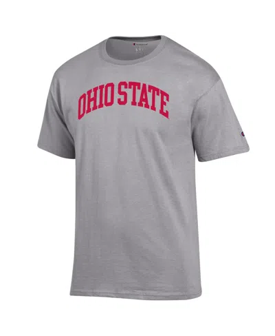 Champion Men's Heather Gray Ohio State Buckeyes Basic Arch T-shirt In Gray