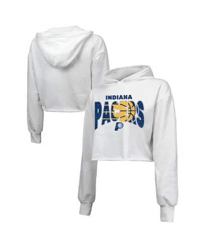 Majestic Women's White Indiana Pacers Tri-blend Cropped Pullover Hoodie