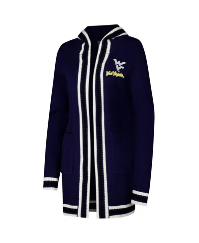 Gameday Couture Women's Navy West Virginia Mountaineers Stripe Detail Tri-blend Hoodie Cardigan Sweater