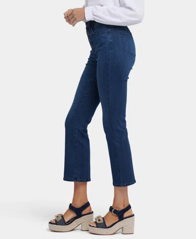 Nydj Billie Exposed Button High Waist Ankle Mini Bootcut Jeans In Blue