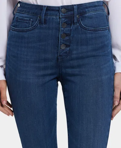 Nydj Billie Exposed Button High Waist Ankle Mini Bootcut Jeans In Blue