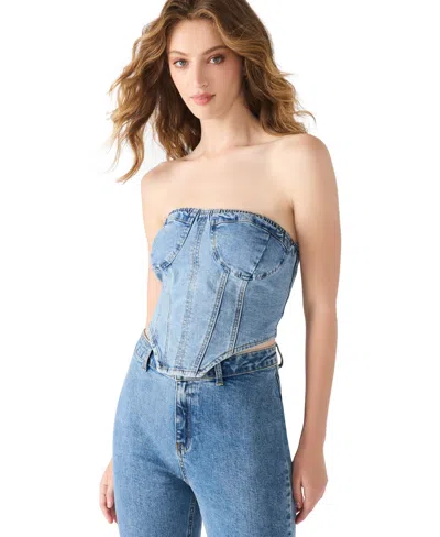 Steve Madden Women's Rina Strapless Denim Corset Top
