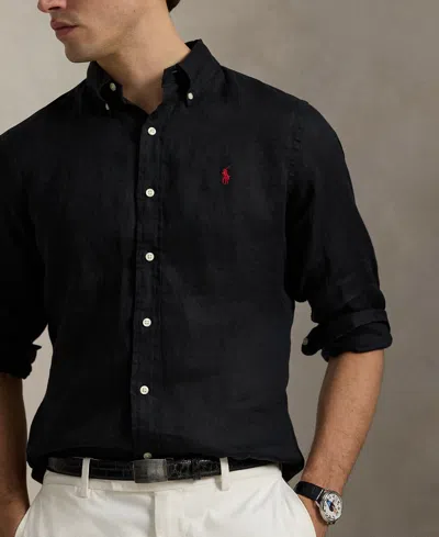 Polo Ralph Lauren Black Shirt With Pony Embroidery In Black