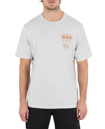 Hurley Men's Skulls And Flowers Short Sleeve T-shirt In Gray
