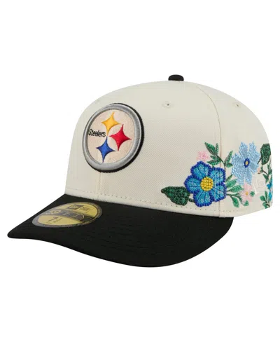 New Era Men's Cream/black Pittsburgh Steelers Tonal Floral 59fifty Fitted Hat