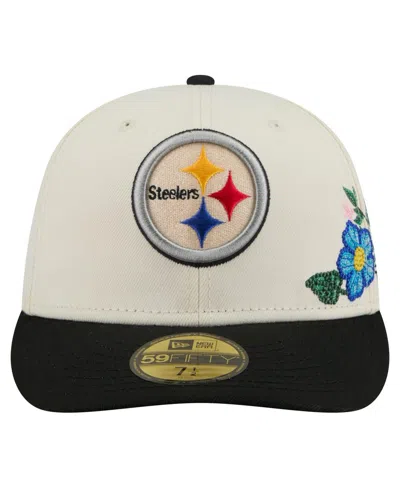 New Era Men's Cream/black Pittsburgh Steelers Tonal Floral 59fifty Fitted Hat