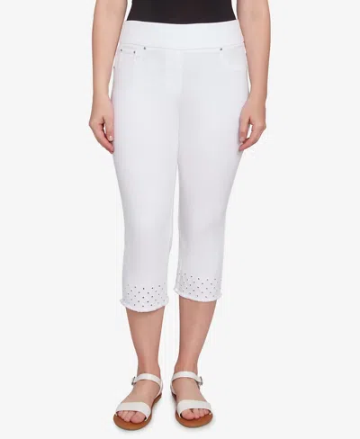 Ruby Rd. Petite Embroidered Hem Soft Stretch Denim Capri Jeans