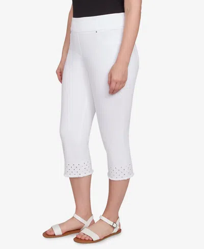 Ruby Rd. Petite Embroidered Hem Soft Stretch Denim Capri Jeans