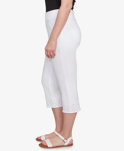 Ruby Rd. Petite Embroidered Hem Soft Stretch Denim Capri Jeans