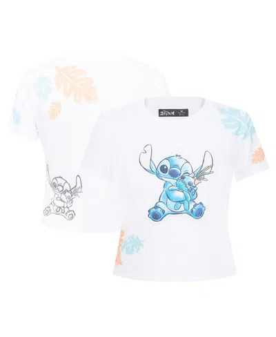 Freeze Max Women's White Lilo And Stitch Hold On Tight Baby Doll T-shirt
