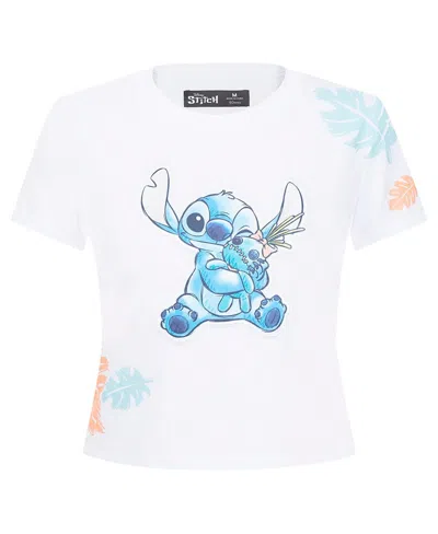 Freeze Max Women's White Lilo And Stitch Hold On Tight Baby Doll T-shirt