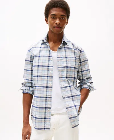 Tommy Hilfiger Men's Relaxed Fit Long Sleeve Multi Check Button-down Oxford Shirt