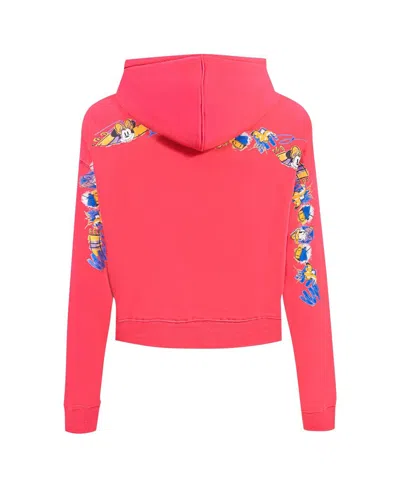 Freeze Max Women's Pink Mickey Friends Minnie And Daisy Cropped Pullover Hoodie In Purple