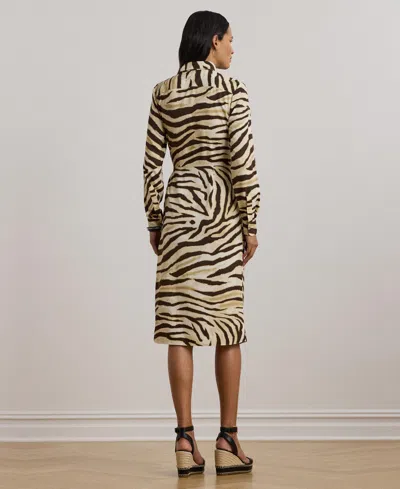 Ralph Lauren Womens Zebra Print Tie Front Crepe Shirtdress 0p 22w
