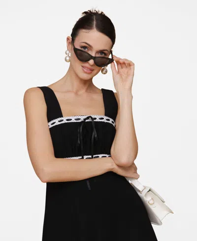 Avec Les Filles Women's Lace-trim Fit & Flare Dress
