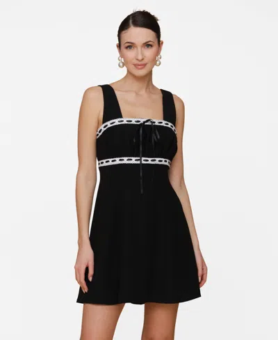 Avec Les Filles Women's Lace-trim Fit & Flare Dress