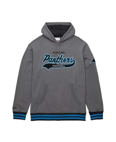 Mitchell & Ness Men's Heather Gray Carolina Panthers Vintage Logo Snow Washed Fleece Pullover Hoodie