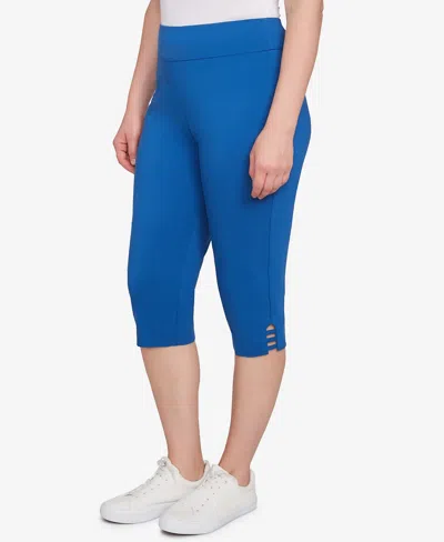 Ruby Rd. Petite Ladder Hem Americana Clamdigger Pullover Pants In Blue