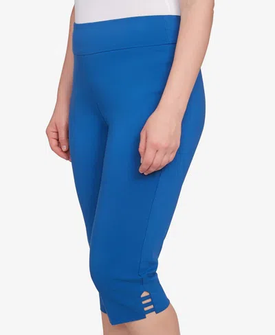 Ruby Rd. Petite Ladder Hem Americana Clamdigger Pullover Pants In Blue