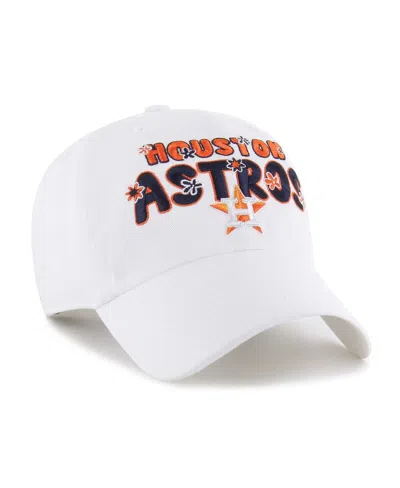 47 Brand Women's White Houston Astros Flower Power Clean Up Adjustable Hat
