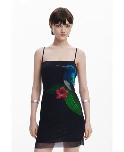 Desigual Stretch Mesh Cover-up Minidress In Multi
