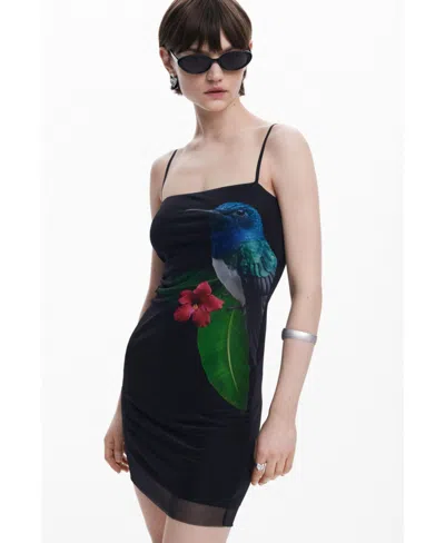 Desigual Stretch Mesh Cover-up Minidress In Multi