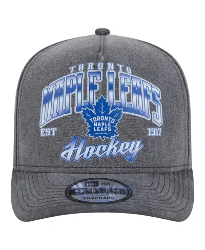 New Era Men's Charcoal Toronto Maple Leaf's Throwback Washed A-frame Pre-curved 9fifty Snapback Hat