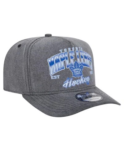 New Era Men's Charcoal Toronto Maple Leaf's Throwback Washed A-frame Pre-curved 9fifty Snapback Hat