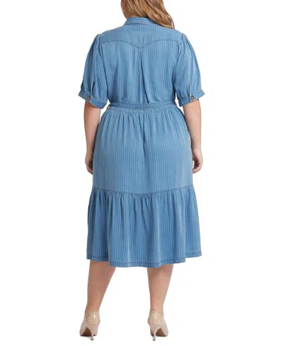 Nydj Plus Size Kate Elbow Ruffle Sleeve Dress In Blue