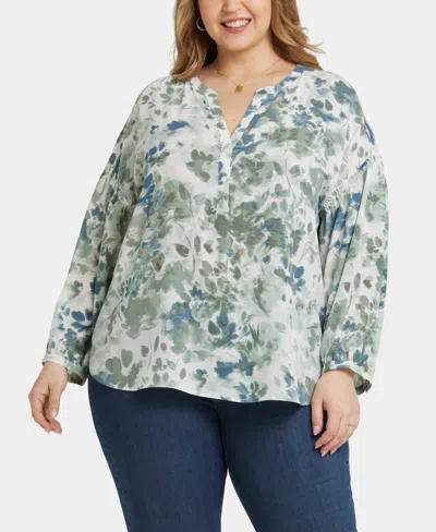 Nydj Plus Size Paulina Peasant Blouse Long Sleeve Top