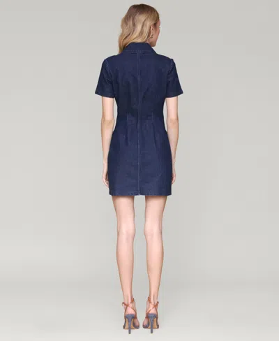 Avec Les Filles Women's Collared Button-front Mini Denim Dress