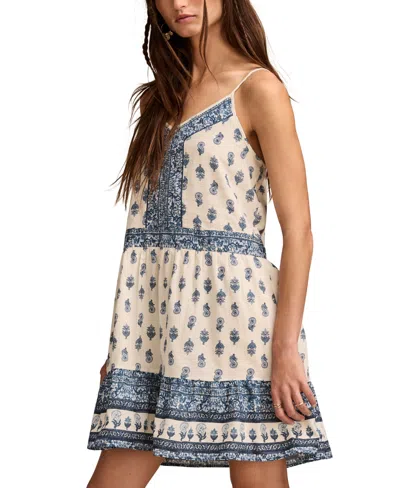 Lucky Brand Border Print Cotton Minidress In Multi