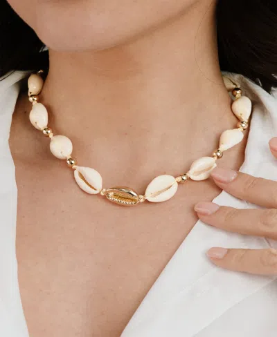 Ettika Out To Sea Cowrie Shell Choker Necklace In Gold