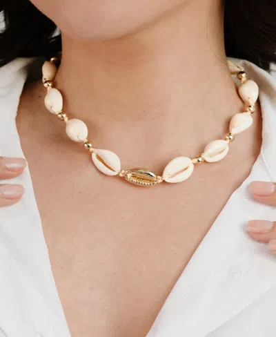 Ettika Out To Sea Cowrie Shell Choker Necklace In Gold