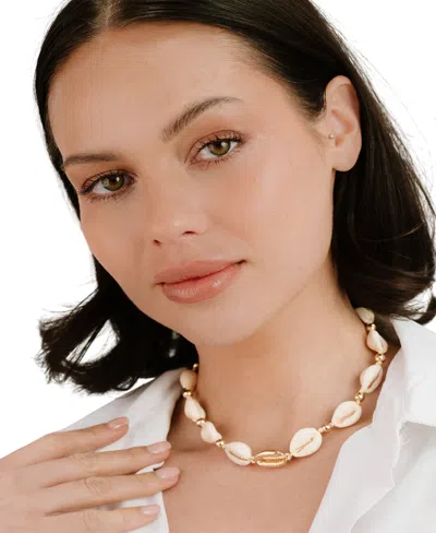 Ettika Out To Sea Cowrie Shell Choker Necklace In Gold