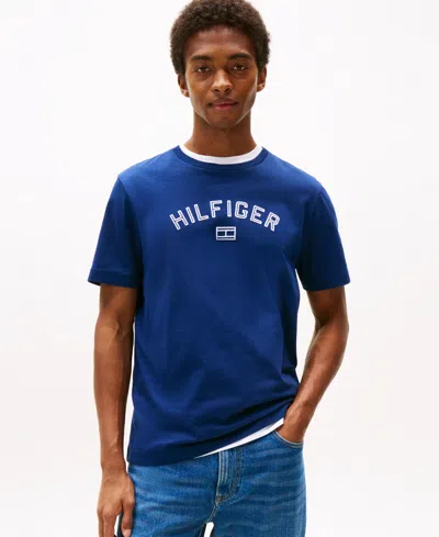 Tommy Hilfiger Flocked Logo T In Blue