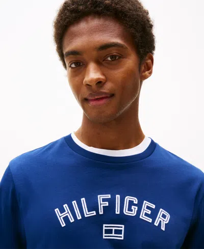 Tommy Hilfiger Flocked Logo T In Blue