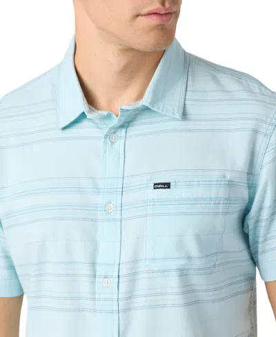 O'neill Seafaring Stripe Stretch Short Sleeve Button-up Shirt In Blue