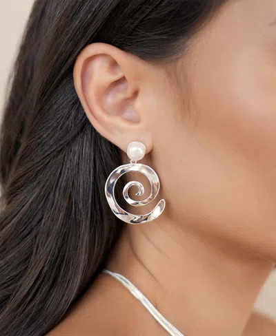 Ettika Aura Swirl Mother Of Pearl Drop Earrings