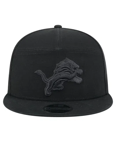 New Era Men's Black Detroit Lions Adventure Canvas Split Panel 9fifty Snapback Hat