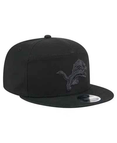 New Era Men's Black Detroit Lions Adventure Canvas Split Panel 9fifty Snapback Hat