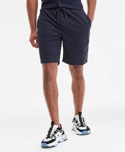 Karl Lagerfeld Men's Regular-fit Open-weave Jacquard 8-1/2" Shorts In Blue