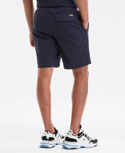 Karl Lagerfeld Men's Regular-fit Open-weave Jacquard 8-1/2" Shorts In Blue
