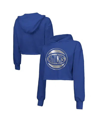 Majestic Women's Royal New York Knicks Tri-blend Cropped Pullover Hoodie