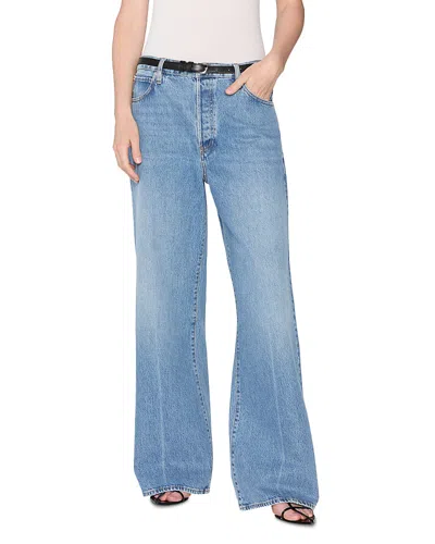 Frame The Loose High Rise Wide Leg Jeans In Rundown In Blue