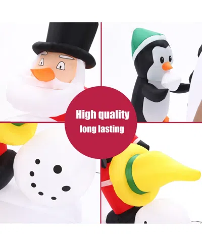 Luxenhome 5.9 Ft Long Santa Snowman And Penguin Inflatable With Lights