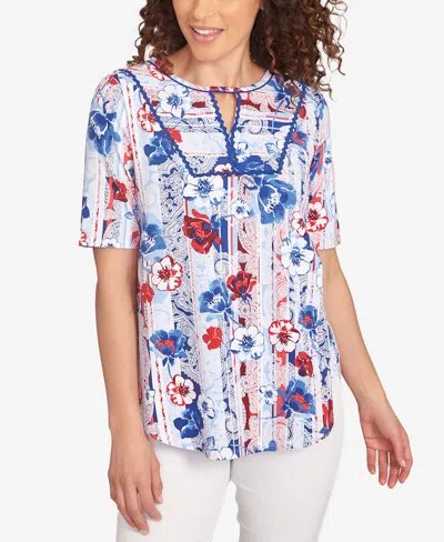 Ruby Rd. Petite Riviera Floral Stripe Print Knit Top