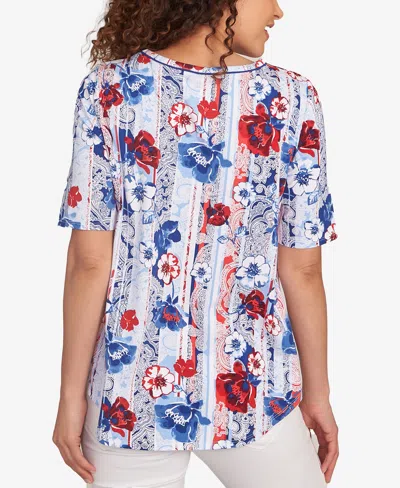 Ruby Rd. Petite Riviera Floral Stripe Print Knit Top